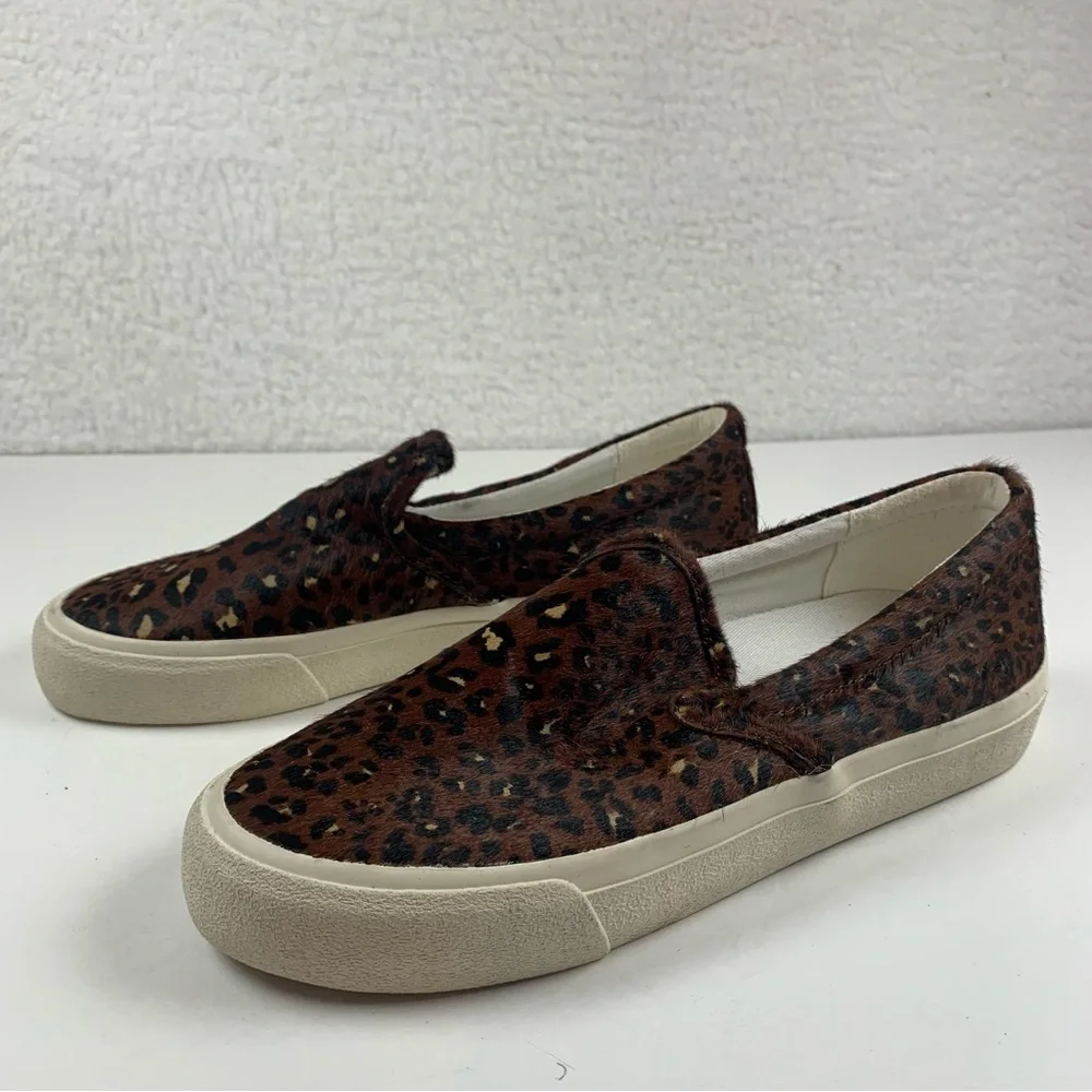 Madewell Sidewalk Slip On‎ Sneakers Calf Hair Animal Print Leopard Shoes 7 NWOB